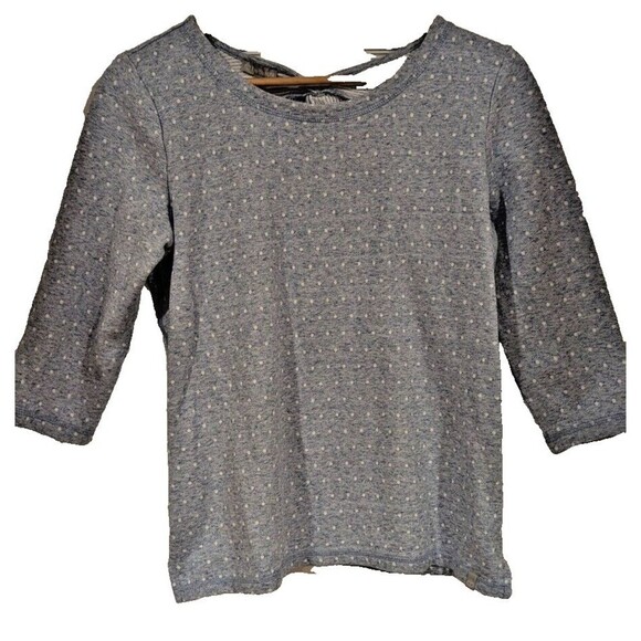 T by TALBOTS Cotton Blend Blue 3/4 Sleeve Twist Back‎ Sweatshirt Sz MP - Picture 2 of 6